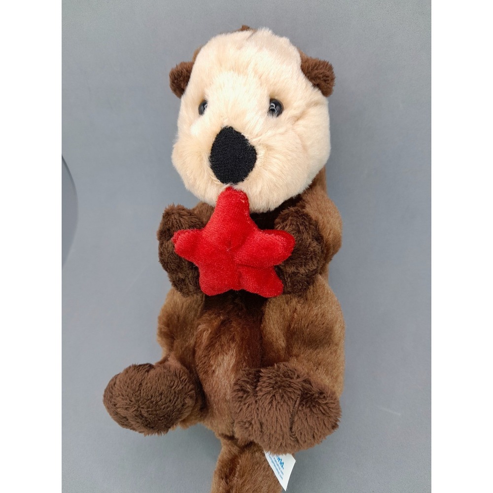 SeaWorld Otter Plush 10 in Stuffed Animal Toy Brown Holding Red Starfish Cute - Picture 2 of 7